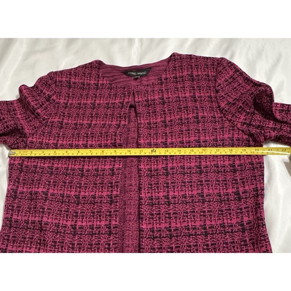Ming Wang Women's M Black Pink Open Front Cardigan Jacket Knit - Picture 6 of 11